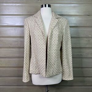 Talbots Women Cream Tweed Jacket Blazer Suit Career Business Professional Office